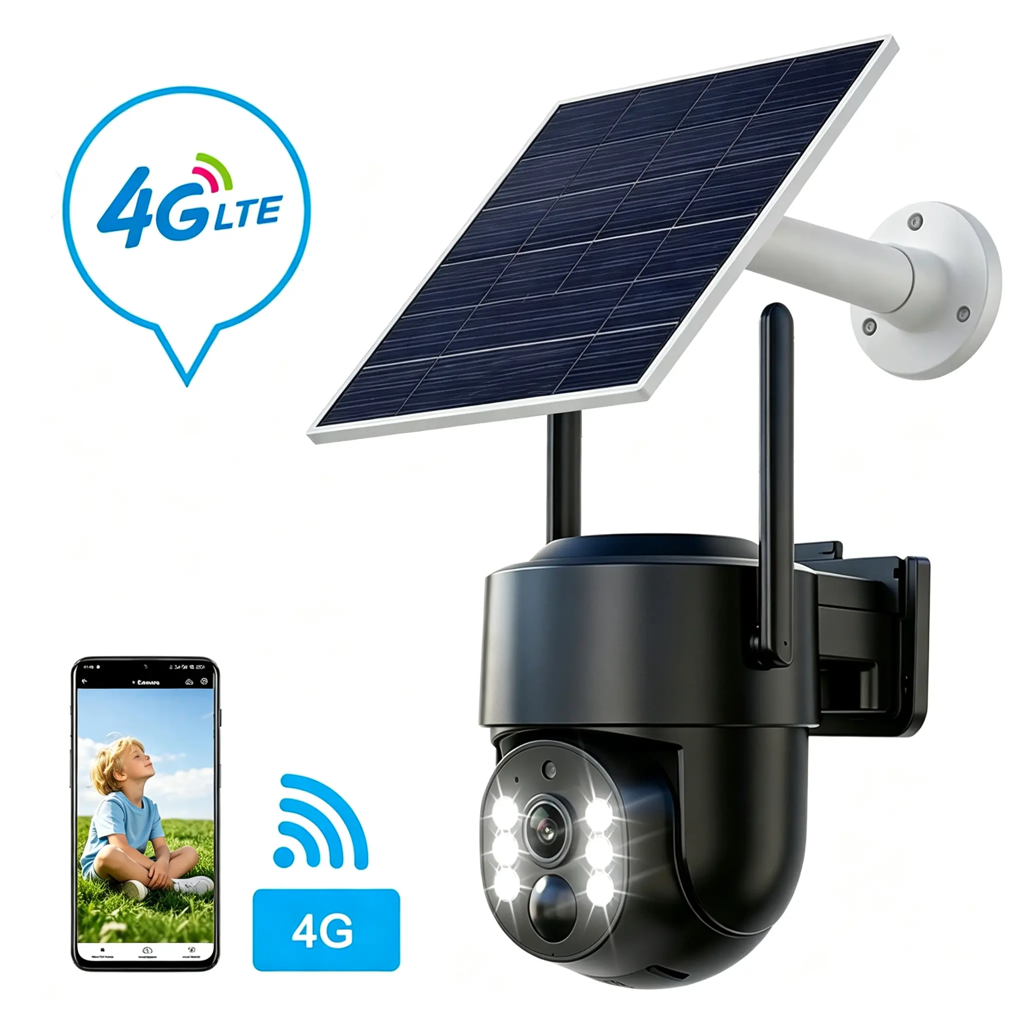 4G Solar Powered Digital Security Camera with 4MP HD Lens, Color Night Vision, Remote Monitoring, IP65 Protection, No WiFi Outdoor Camera for Farm/Home (4G LTE Data Service Requires Activation)