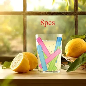 8PCS Vibrant Colorful Ice Sticks - Reusable, Non-Melting & Refreezable - Safe BPA-Free Plastic - Ideal for Drinks, Water Bottles, Whiskey, Wine & Coffee - Durable & Easy to Clean
