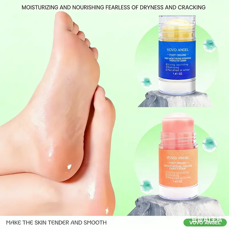 VOVO ANGEL Feet&Hands Foot+Hand Duo - 1.41 fl oz Affordable Luxury Anti Crack Foot Creams, Intense Relief Deep Hydration Hyaluronic Moisturizer, Dead Skin Removal for Dry Skin