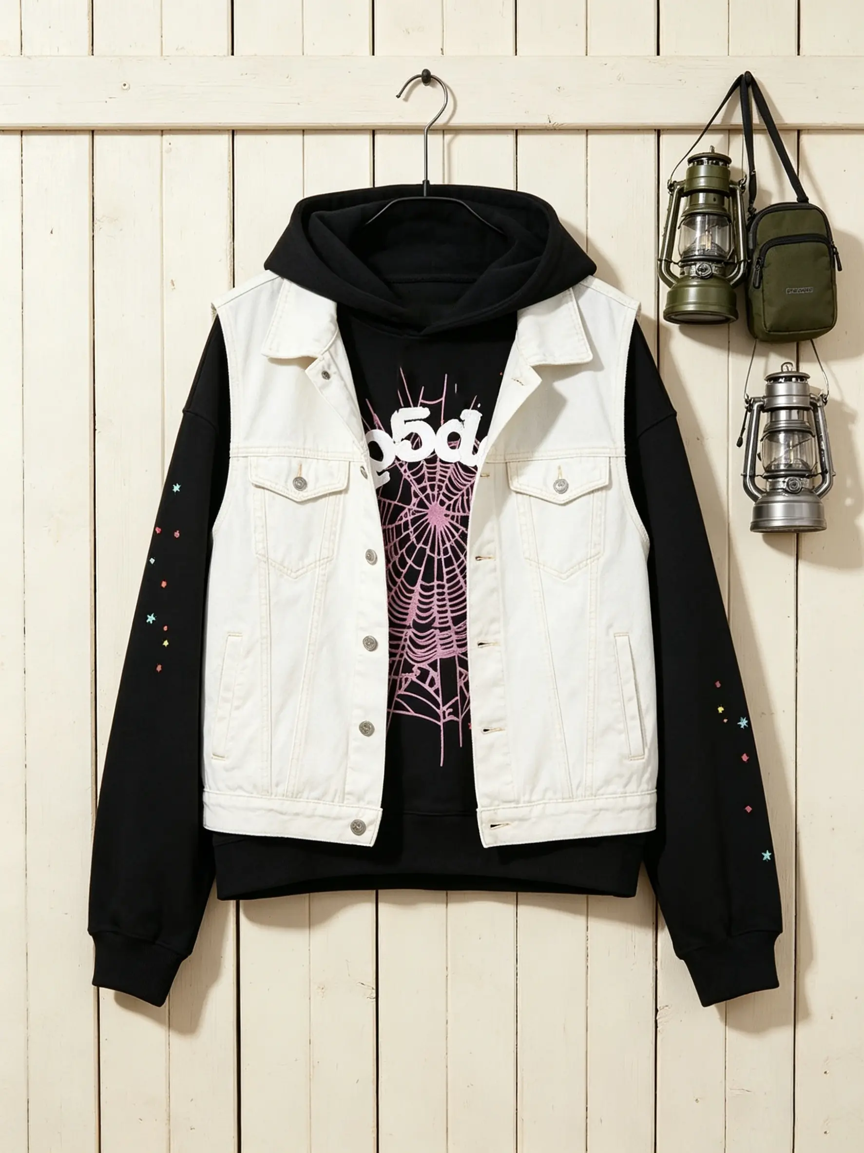 Men's Oversized Y2K Hoodie - Casual Fashion Punk Rock Harajuku Vintage Style, Long-Sleeve Pullover with Spider Web Pattern & Graphic Alphabet Print, Unisex Street Wear Knit Top