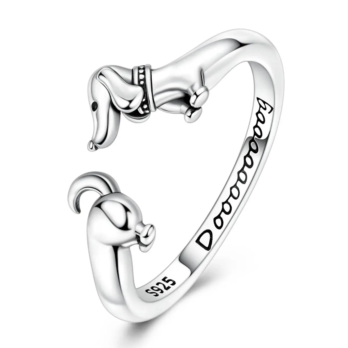 NARMO 925 Sterling Silver Plated Dachshund Ring – Adjustable opening dachshund ring engraved with “Dooooooog”, this adorable dachshund is the perfect jewelry gift for moms and pet lovers.