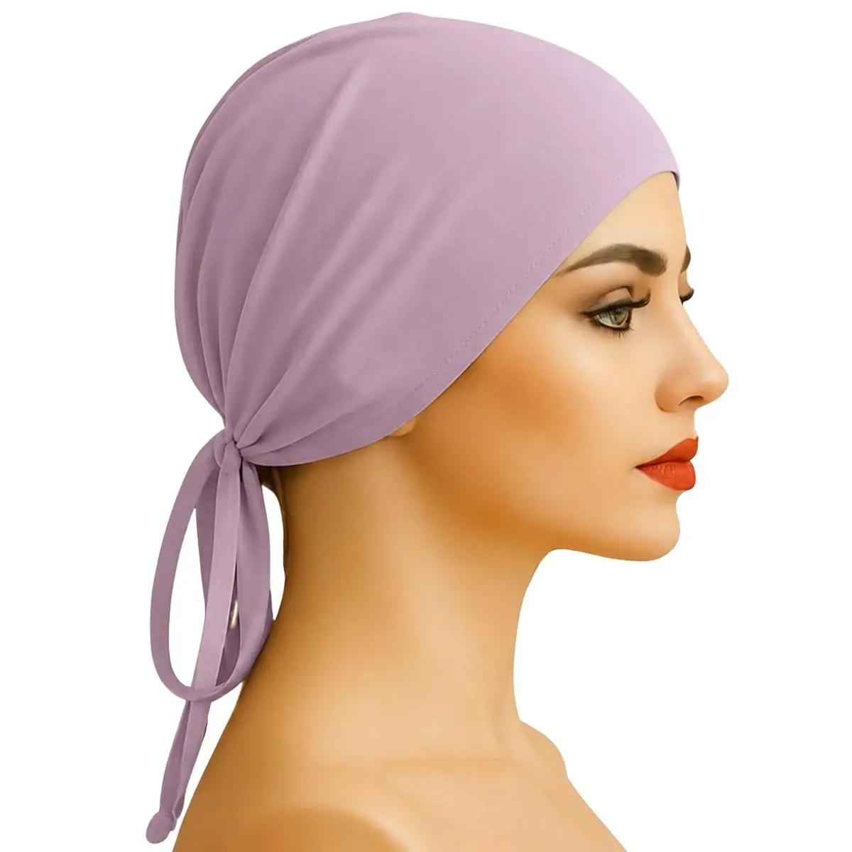 Original Grip Cap Lilac - Non-Slip Hijab Undercap with Silicone Grip & Tie-Back for Summer Sports Modest Muslim Fit Breathable Stretchy Fabric Scarf Silk Chiffon