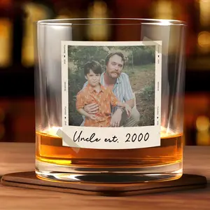 Custom Photo Dad Est Whiskey Glass 10oz, Grandpa Gift, Dad Glass, Gifts For Him, Portrait Photo Grandpa Glass, Gift From Daughter, Fathers Day Gift Idea, Gift for Dad
