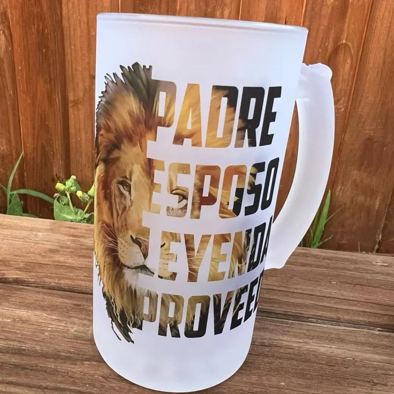 Padre Leyenda 16oz Beer Mug - Frosted Glass Drinkware Cup with Unique Design and Text