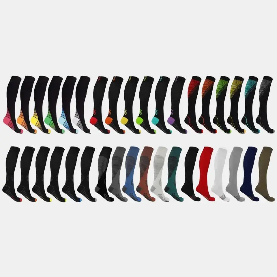 6-Pair Knee High Compression Socks Athletic Running Diabetic Unisex | 5 Styles