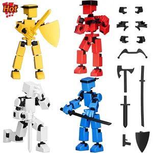 4PCS Mini Titan T-13 Action Figures Set【Completed assembly model】 Luck Dummy Robot 13 Action Figure Toys for Boys Stick Figures with Multi Joints Movable Fidget Gifts for Kids