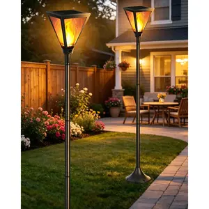 2 Pack 54" Solar Flame  Lights, Flickering Flame Solar Lamp  Lights Outdoor  for Yard Lawn Patio Decor