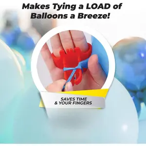 Knot Easy Balloon Tie Tool (5 Pack) - Ties Knot Fast - Easy Balloons Tying Tools - Knotter Tier Device - Party Supplies Decorations & Accessories Kit - Great for Balloon Arch & Arches