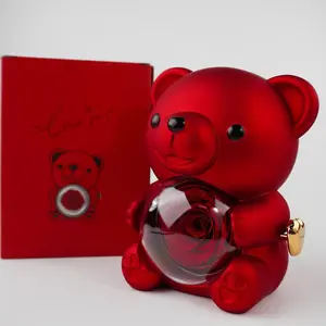 Easter Mothers Day gifts adorable bear gift set with romantic teddy bears spinning bears eternal rose jewelry box necklace gift box perfect for moms daughters partners best friends birthdays holidays romantic gestures Flowers Red-Necklace