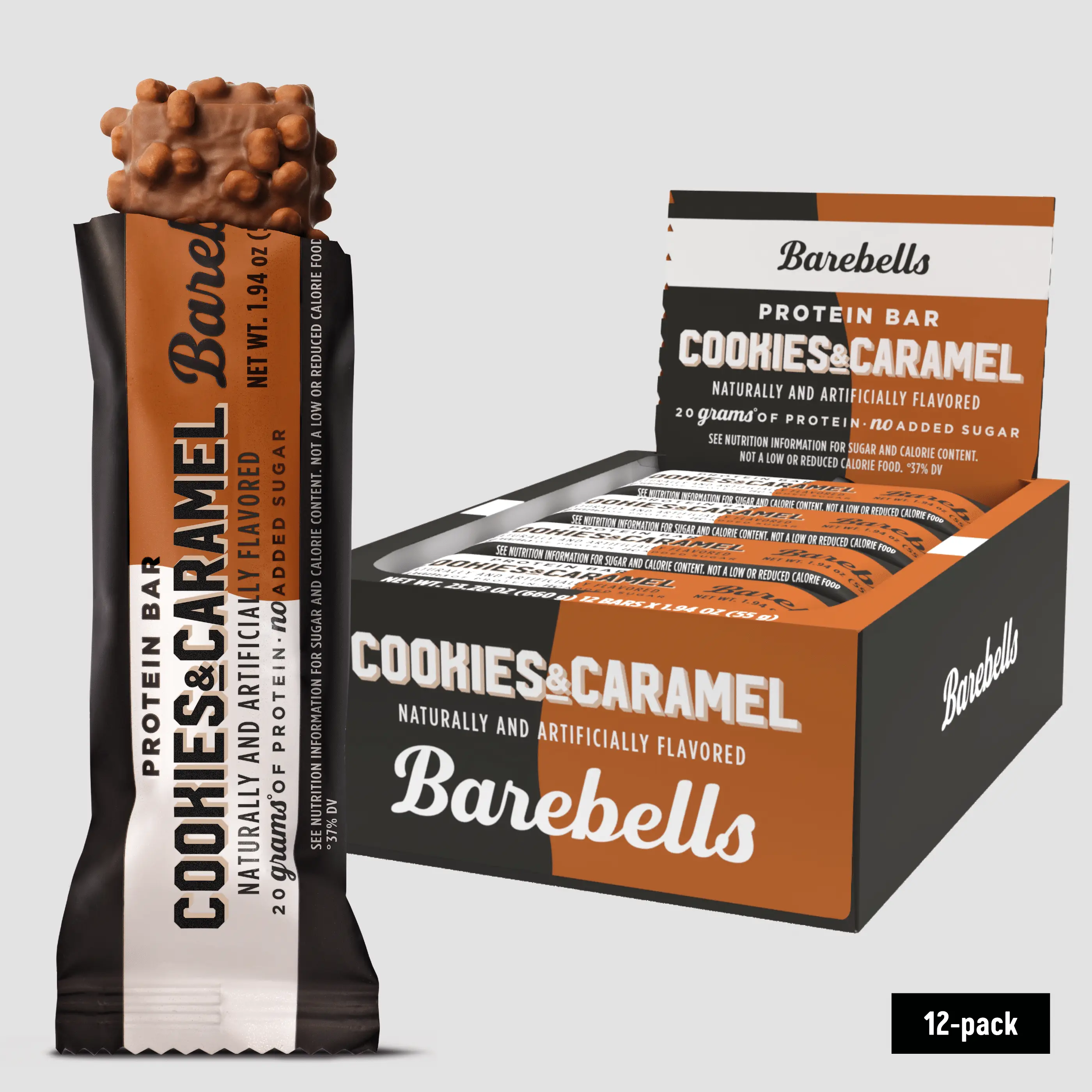 Barebells Protein Bars Cookies & Caramel with 1g of Total Sugars - 1.9oz Bars - Snacks with 20g of High Protein - On The Go Protein Snack & Breakfast