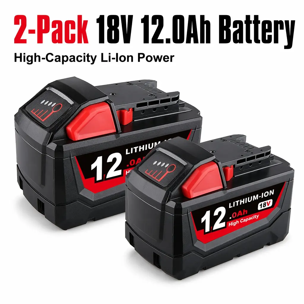 2-pack 12000mAh 12.0Ah 18V Lithium Battery Replacement for Milwaukee M18 Tools, 12000mAh Rechargeable High Capacity Battery Pack