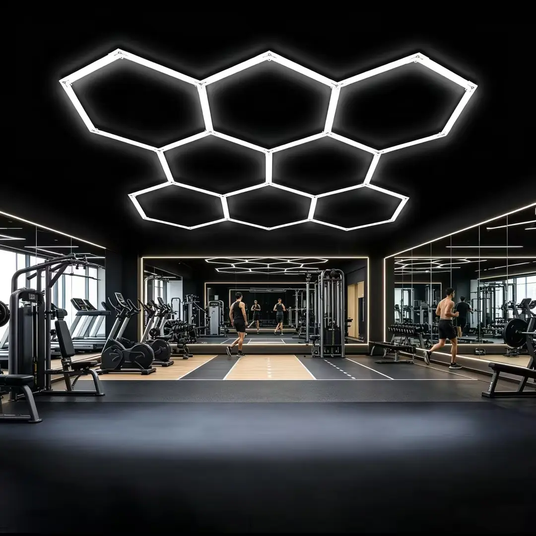 Hexagon Garage Lights 245W 29400LM 8 Grids LED Garage Lights Easy Install 5000K Daylight Super Bright Honeycomb Light Lighting Lighting Fixture, High Lumen Output, Aluminum