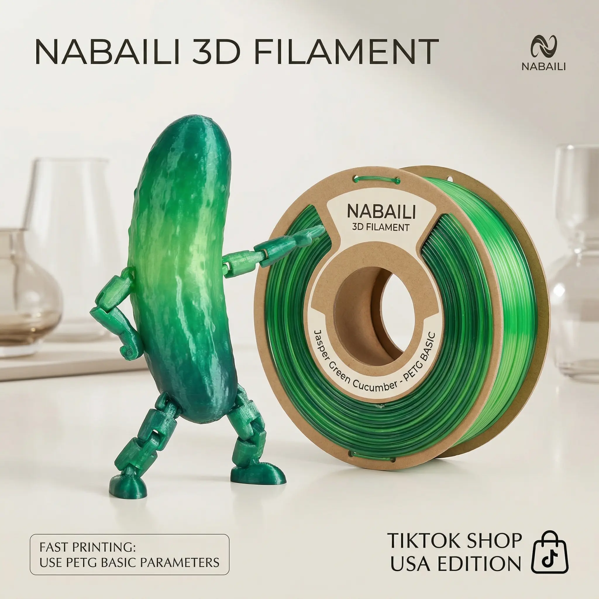 Nabaili BASIC Translucent Green PETG 3D Printer Filament Spool, High-Quality Material, Smooth Surface, Precise Prints Details, Complex Prints Compatible, Versatile Use 3D Printing Supplies for Enthusiasts, Fused Deposition Modeling Supplies #BYQG,techvibe