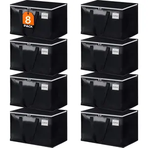 Large Heavy Duty Collapsible Moving Storage Totes, 88L 8 Packs Moving Supplies with Large Capacity, Reinforced Zippers and Handles for Storage Packing & Moving