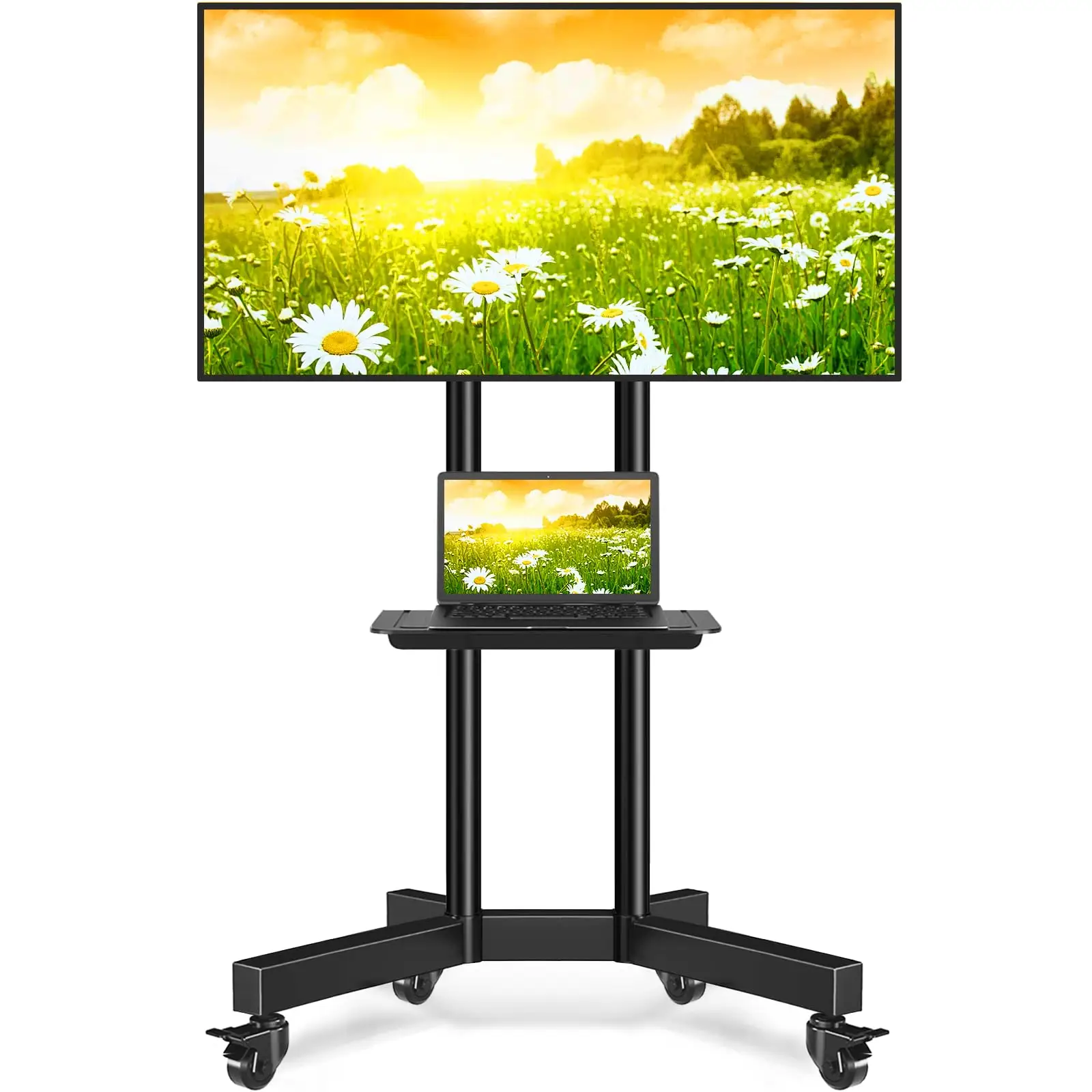 Mobile TV Stand with Upgraded Wheels for 32-83 Inch TVs up to 110 lbs