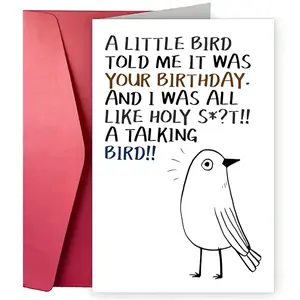 1pc Fun Birthday Card With Envelope, Charming Bird Theme, Perfect For Any Occasion, Ideal For Parties, Holidays, Special Events