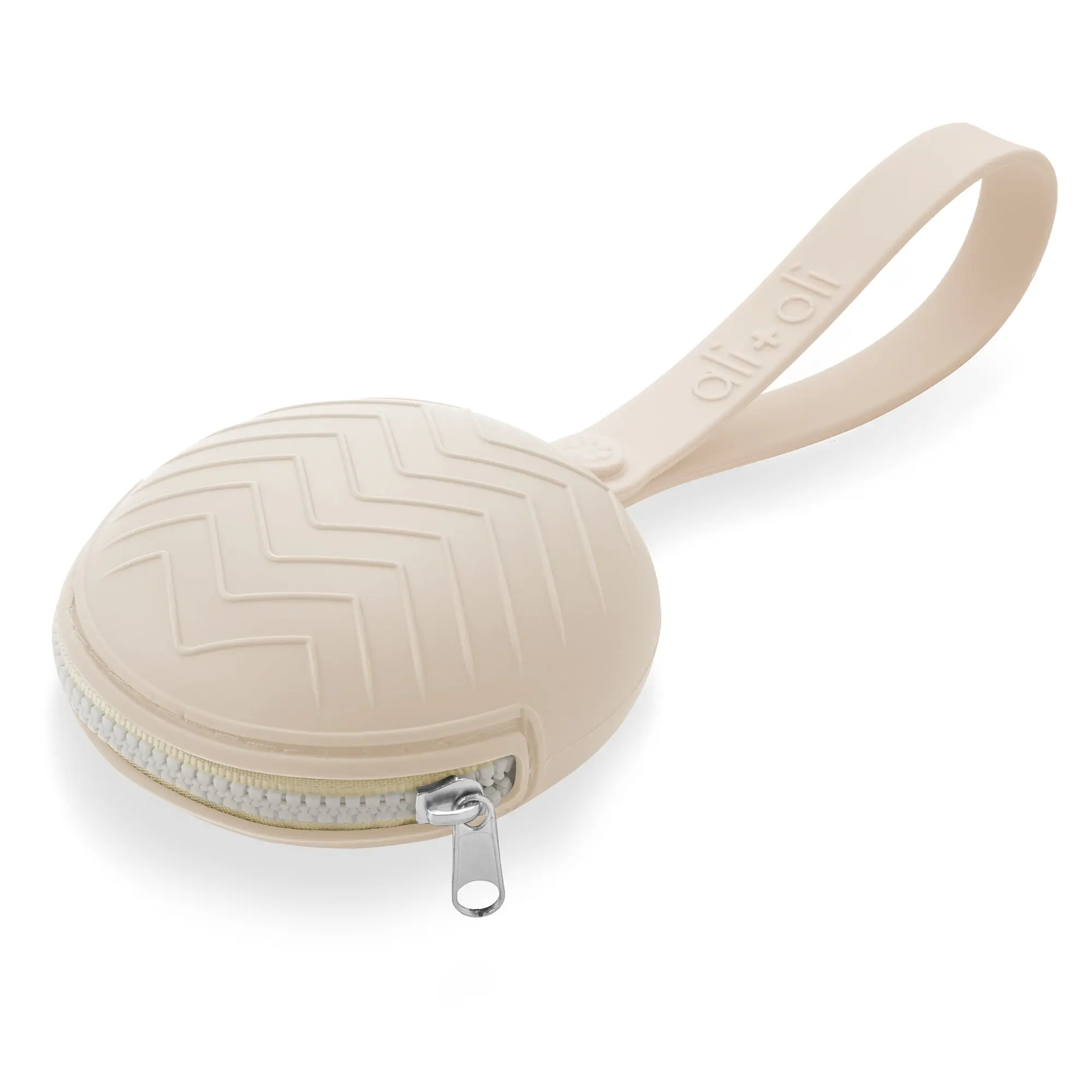 Ali+Oli Silicone Pacifier Holder Case (Natural) - BPA-Free Travel Baby Pacifiers Silicone Pouch, Baby pacifier holder