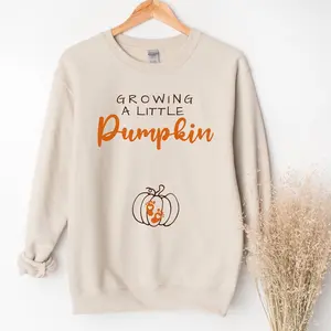 Thanksgiving Fall Pregnancy Announcement Sweatshirt, Funny Pregnancy Reveal shirt, Mom to be Crewneck, Cute Baby Feet Pumpkin Fall Sweater
