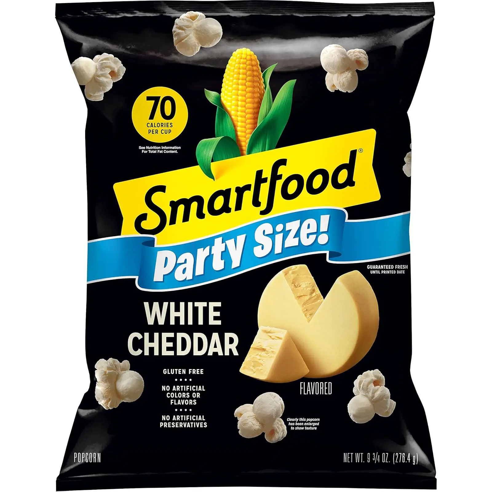 Smartfood White Cheddar Cheese Whole Grains Popcorn Snack - Crispy, Gluten-Free, 9.75oz Party Size Bag
