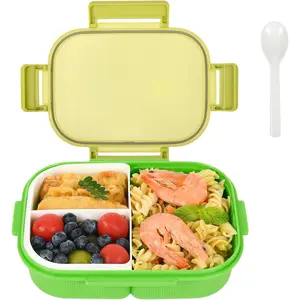 Bento Box with Removable Compartments for Adults & Kids - 1000ml Leak Proof Lunch Box with Utensils, BPA-Free, Microwave & Dishwasher Safe, Portable(Green)