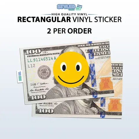 mask on hundred bill rectangle vinyl sticker