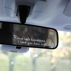 3X Drive Safe, I Love You Rearview Mirror Decal, Car Window Decals, Car Stickers for Women, I Love You Drive Safe Mirror Sticker (Drive Safe Handsome Holographic)