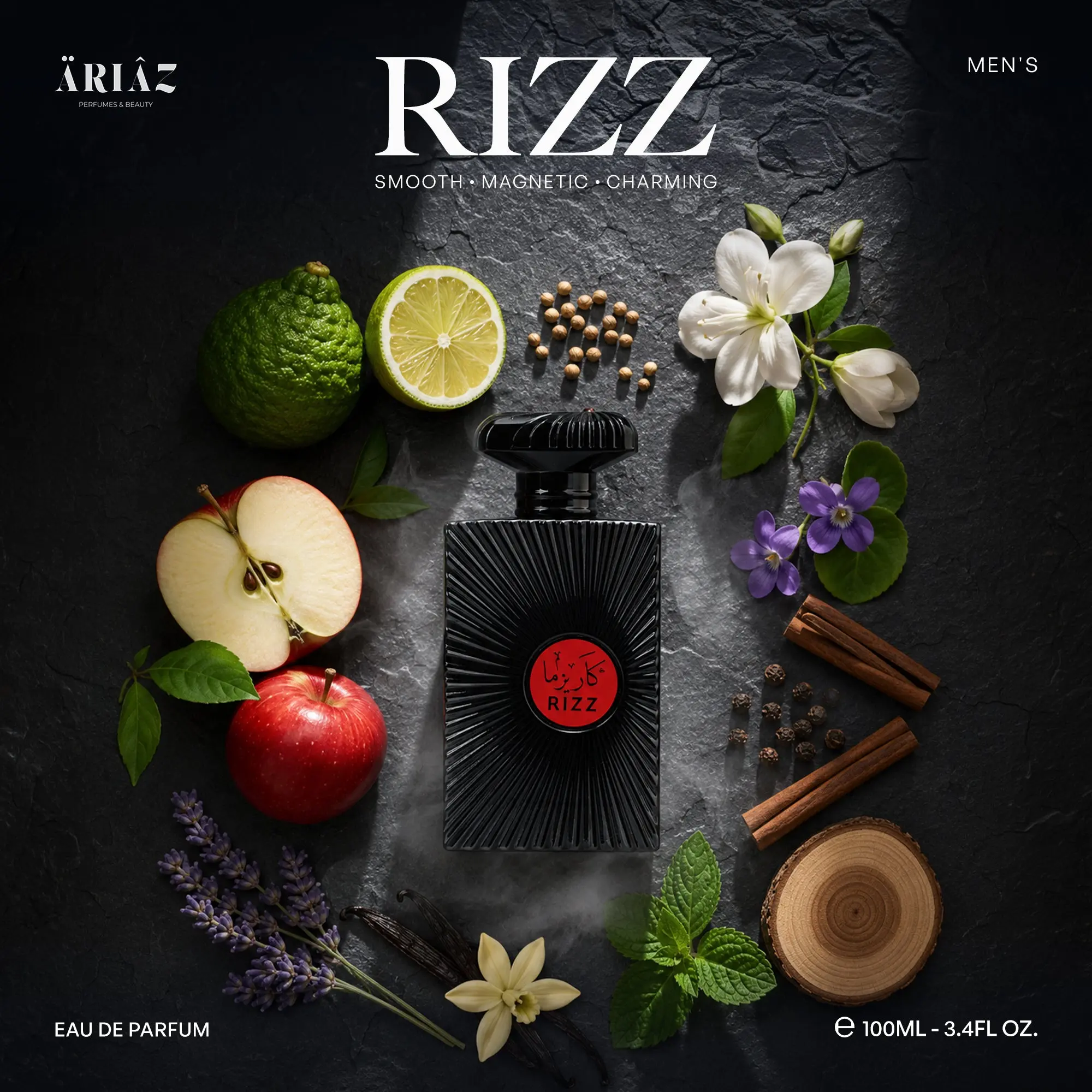 Rizz by ARIAZ 3.4oz/100ml Eau De Parfum for Men – Aromatic