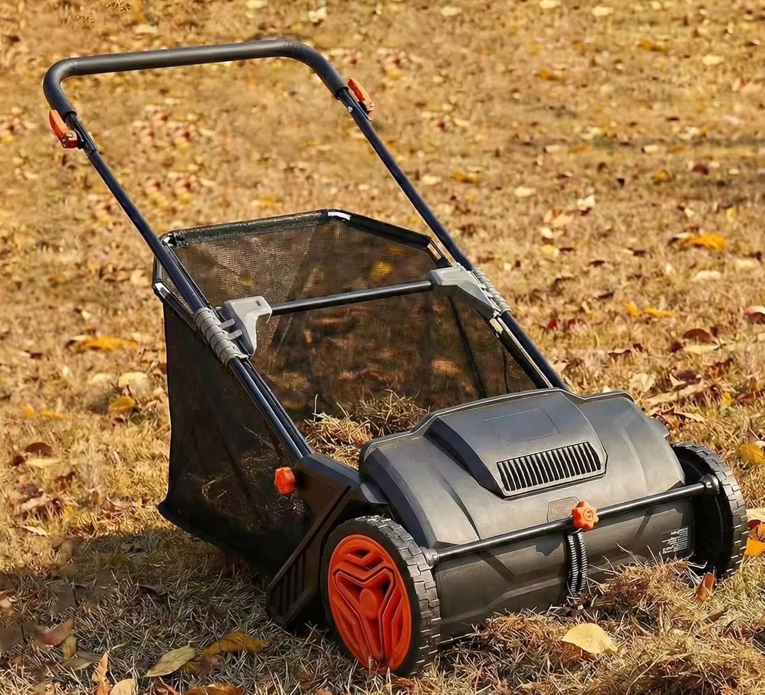 Push Lawn Sweeper 112*66.5*90cm Leaf & Grass Collector with 3.5 cu. ft. Mesh Collection Hopper Bag, 2 Spinning Brushes & Strong Rubber Wheels VEVOR Super Brand Day