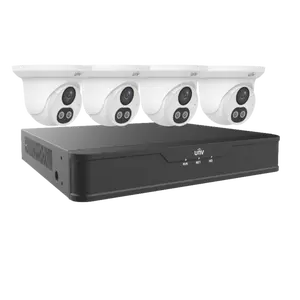 Dual Light 4 Channel Surveillance Kit with (4) 4MP Dual Light Turret Domes in Black, NDAA