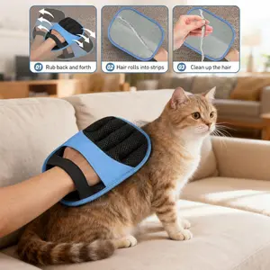 Upgraded PU Leather Pet Hair Remover Glove – Better Than Fabric, Easy Clean Fur Remover for Dogs & Cats