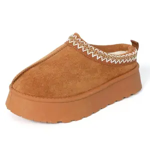 MUSSHOE Cozy Suede Platform Slippers Women’s Winter Booties