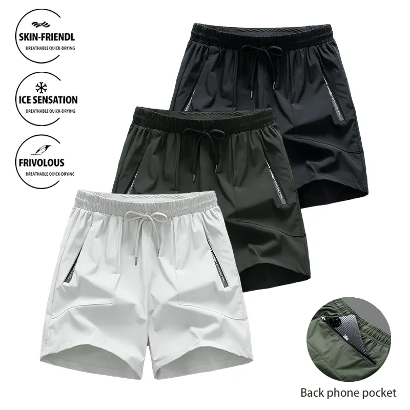 3 Pack Men's -5℃ Ice Cool Running Shorts, Quick Dry Cold Tech Gym Shorts with Back Phone Pocket, Summer Breathable Athletic Workout Shorts