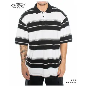 Caltop Polo 185 Stripe Menswear Polyester Shirts Man Cotton Casual