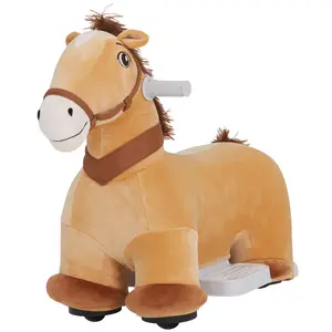 Qaba 6V Ride on Horse Gift for Christmas Day Birthday, Battery Powered Electric Ride on Pony with Music Forward, PU Wheels, Soft Touch, for Girls Boys Aged 18-36 Months, Brown