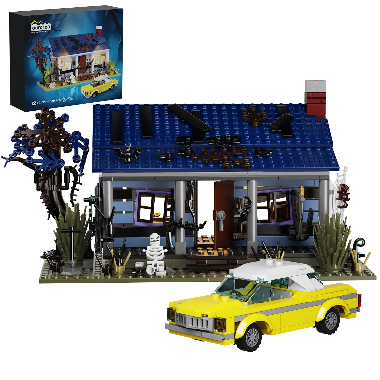 Electric Glow Haunted House Building Blocks Set, Perfect Halloween Toy & Decoration for Kids and Collectors, Electric Glow Model for Festive Fun