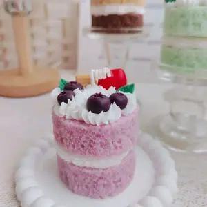 Radiary Pastry Candle with Cherry and Blueberry Toppings for Festive Decor