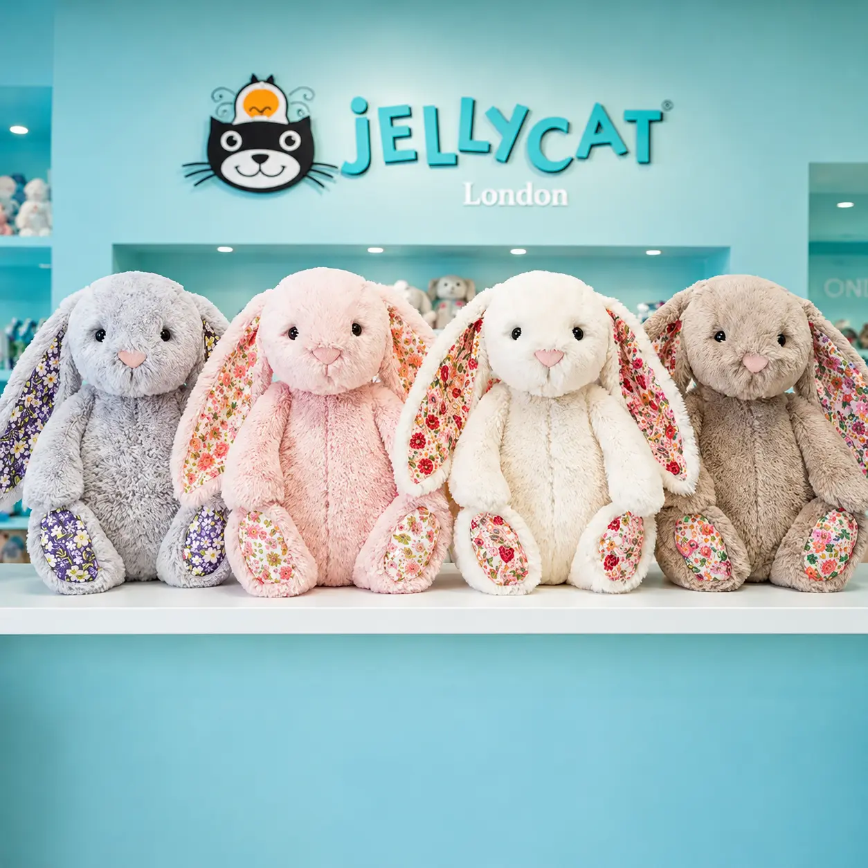 Jellycat Blossom Bunny Plush with Floral Ears, Soft Stuffed Rabbit Gift for Birthdays, Baby Showers, Easter and Nursery Decor