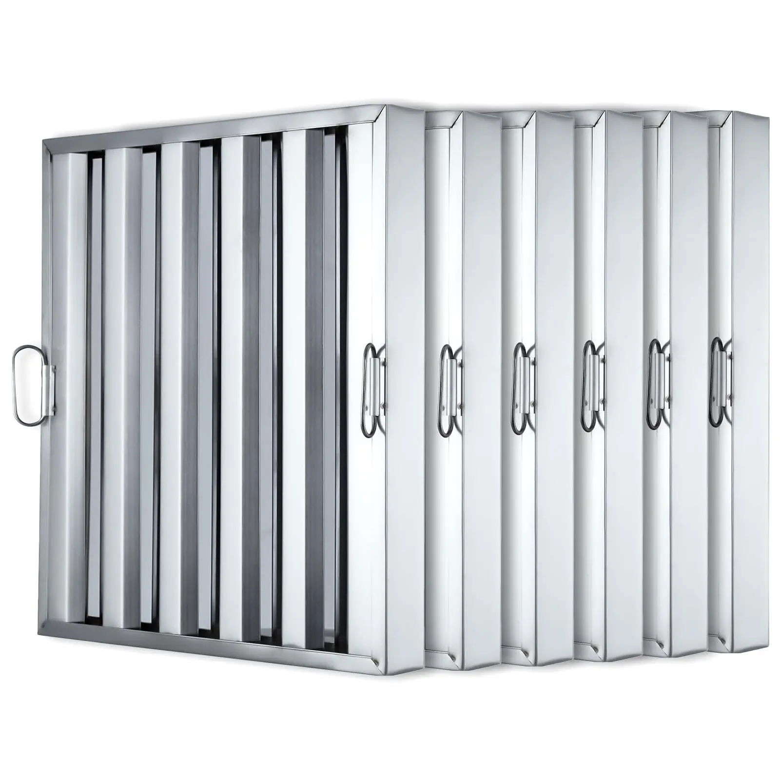 【GARVEE】Commercial Hood Filters in Various Sizes (19.5W x 15.5H, 19.5H x 24.5W, 19.5W x 19.5H Inches), Made of Durable 430 Stainless Steel with 5 Grooves, Ideal for Restaurant Kitchen Exhaust Hoods, Pack of 6