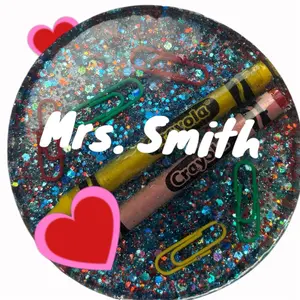 Mrs. Smith Resin Drink Coaster - Colorful Design crayons and paper Clips, Ideal for Beverage Presentation