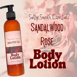 Sandalwood Rose Body Lotion - Jojoba & Avocado Oils Body Care Moisturizer for All-Day Hydration, Soothing Selfcare Vintage Rose Scented Formula