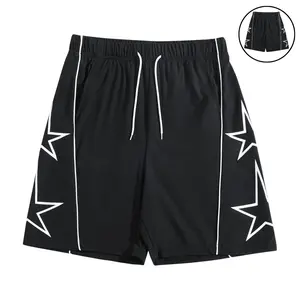 American Retro Style Men's Shorts - Iconic Star Pattern & Relaxed Fit, Perfect for Music Festivals & Street Fashion