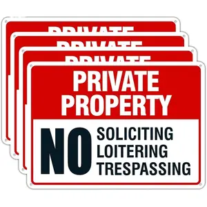Large Private Property No Trespassing Sign,No Loitering sign,No Soliciting Sign for Home 8x12 Inch Rust Free Aluminum,UV Ink Printing,Durable/Weatherproof Up to 5 Years Outdoor