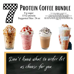 7 Protein Coffee bundle.  Try something new or stock up with our coffee bundle. 7 single individual serving. Make them hot, iced, or blended.
