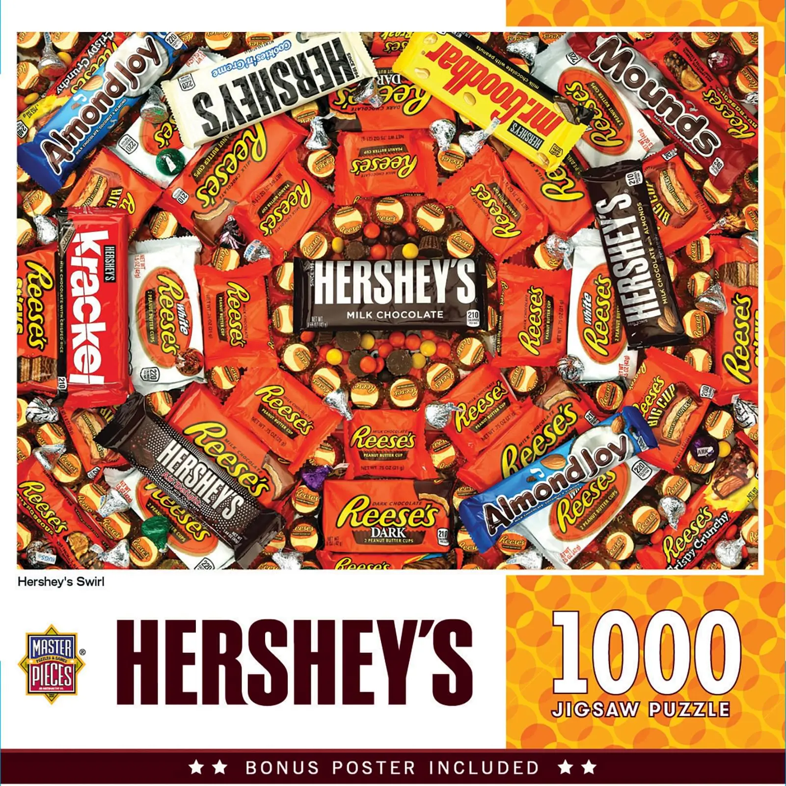 Hershey's Swirl 1000-Piece Jigsaw Puzzle, Birthday and Holidays Gift for All Ages, Fun Challenge Group Activity, Decorative Display Piece
