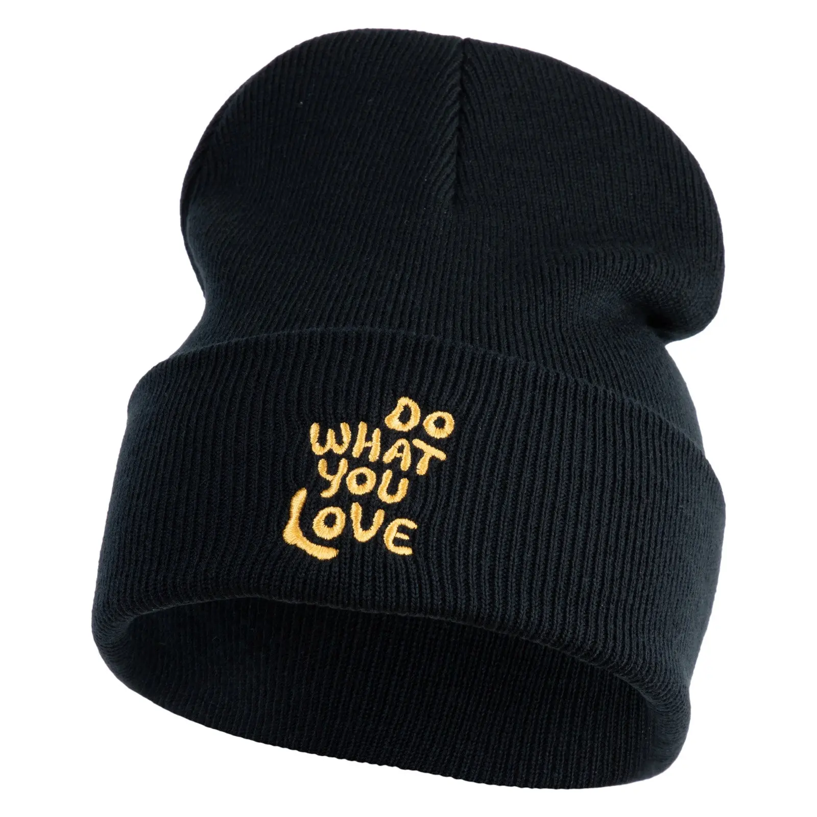 Do What You Love Embroidered 12" Cuffed Knit Long Beanie