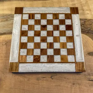 Pure Pearl White Black Walnut Chess Board (INCLUDES PIECES)