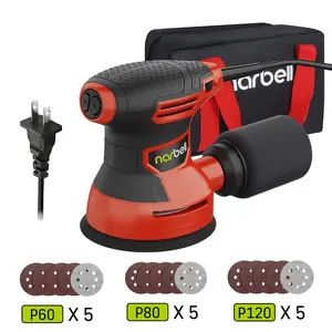 Powerful Orbital Sander, 360W Random Orbit Sander, 6 Variable Speeds, Up to 14000 Rpm, 15pcs Sandpapers, 5in Sanding Pad, Dust Collection, Electric Sander Perfect for Woodworking, Hand Sander for Wood, Steel Surfaces & Halloween Crafts, Surface