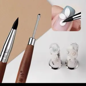 Silicone Double Head Brush for gel flower carving 1 piece nail art tool for molding gel sculpture gel