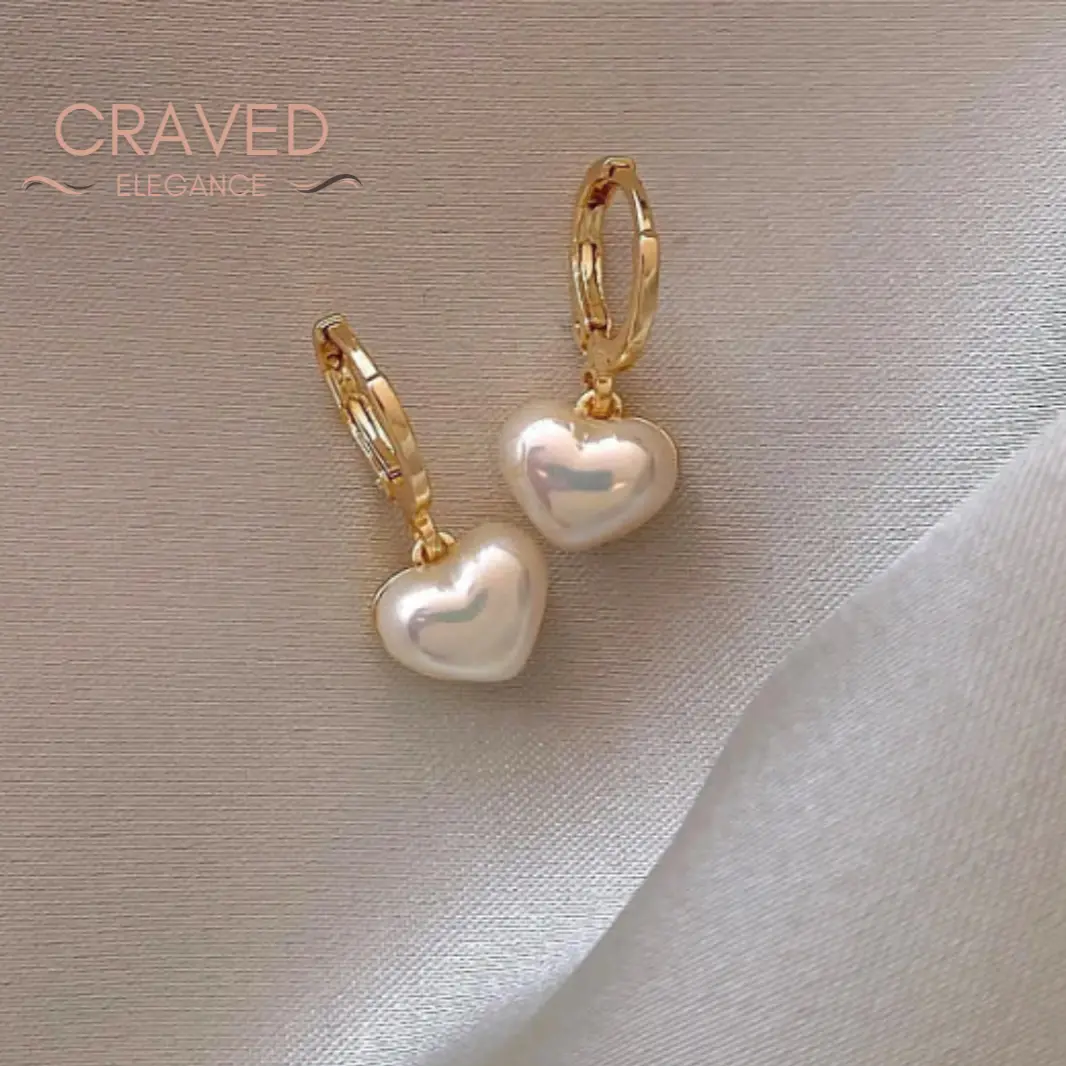 Pearl Heart Pendant Earrings