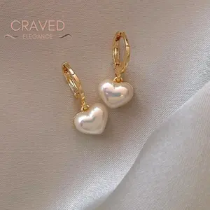 Pearl Heart Pendant Earrings